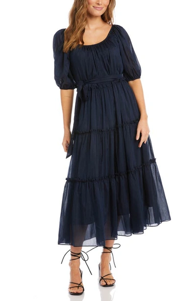 Karen Kane Puff Sleeve Dress In Navy