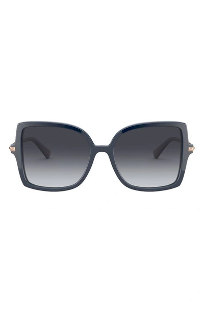 Valentino 56mm Rockstud Butterfly Sunglasses In Blue/ Gradient Grey