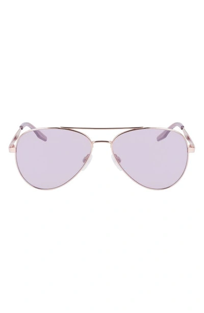 Converse Elevate 58mm Aviator Sunglasses In Shiny Rose Gold