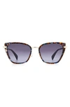 Rag & Bone 56mm Gradient Cat Eye Sunglasses In Blue Havana / Grey Shaded