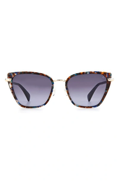 Rag & Bone 56mm Gradient Cat Eye Sunglasses In Blue Havana / Grey Shaded