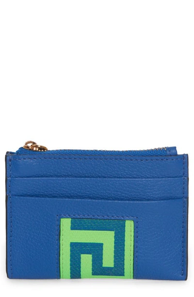 Versace Blue Greca Money Clip Card Holder In 2ua1e Sapph