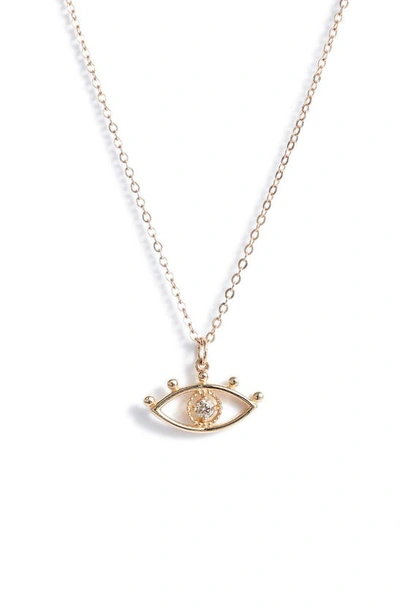 Set & Stones Santorini Diamond Evil Eye Pendant Necklace In Gold