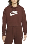 Nike Sportswear Essential Crop Hoodie In Bronze Eclipse/ White