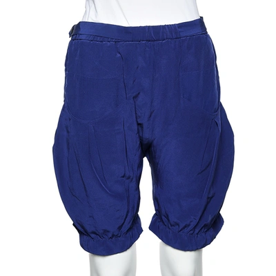 Pre-owned Marni Navy Blue Silk Pocket Detail Shorts S