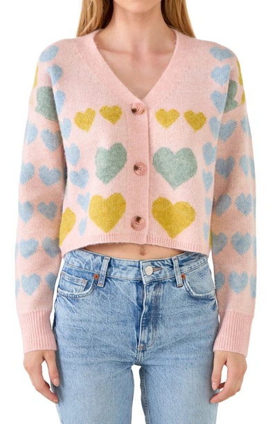 Free The Roses Pastel Heart Cardigan Sweater In Multi
