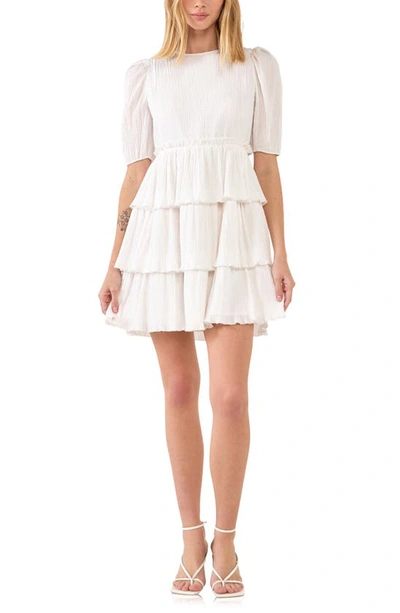 Free The Roses Texture Tiered Dress In White