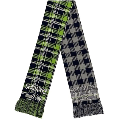 Foco Seattle Seahawks Plaid Colour Block Scarf In Navy