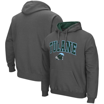 Colosseum Charcoal Tulane Green Wave Arch And Logo Pullover Hoodie