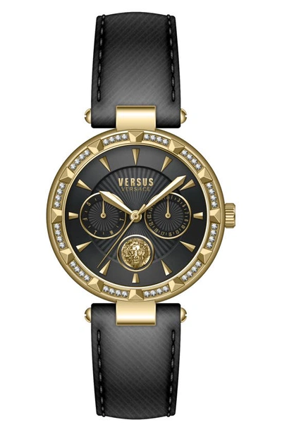 Versus Sertie Leather Strap Watch, 36mm In Black