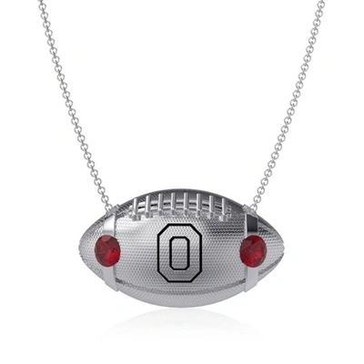 Dayna Designs Ohio State Buckeyes Football Necklace In Silver