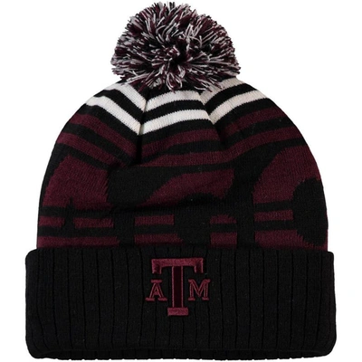 Top Of The World Men's  Black And Maroon Texas A&m Aggies Colossal Cuffed Knit Hat With Pom In Black,maroon