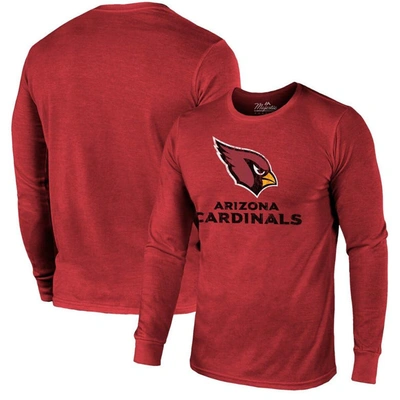Majestic Arizona Cardinals  Threads Lockup Tri-blend Long Sleeve T-shirt