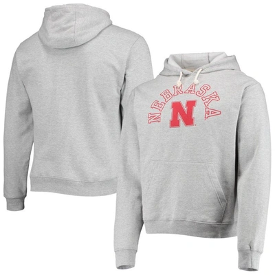 League Collegiate Wear Heathered Gray Nebraska Huskers Seal Neuvo Essential Fleece Pullover Hoodie In Heather Gray