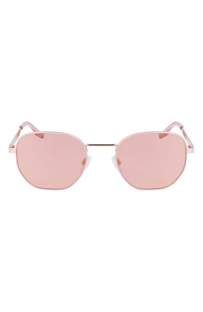 Converse Elevate 52mm Round Sunglasses In Rose Gold/ Matte Pink Clay