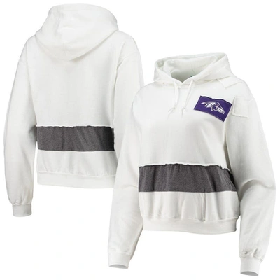 Refried Apparel White Baltimore Ravens Sustainable Crop Dolman Pullover Hoodie