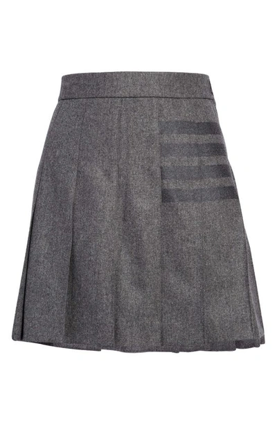 Thom Browne Thom Brown 4-bar Split Hem Pleat Wool Miniskirt In Med Grey
