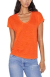 Frame Easy Scoop Neck Organic Linen T-shirt In Orange Crush