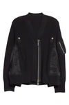 Sacai Shell-paneled Cotton-blend Jersey Hooded Jacket In Charcoal