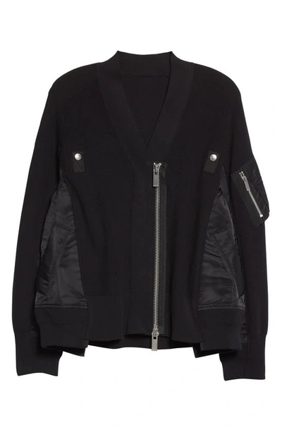 Sacai Shell-paneled Cotton-blend Jersey Hooded Jacket In 201 Navy