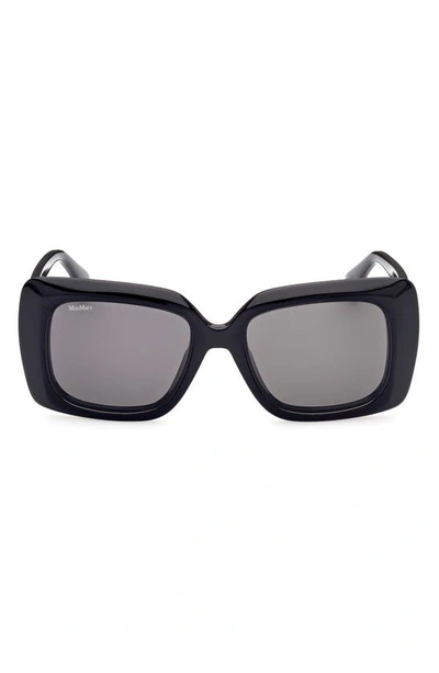 Max Mara 54mm Rectangular Sunglasses In Black/ Smoke