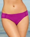 La Blanca Ruched Side-tab Bikini Bottoms Women's Swimsuit In Magenta