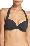 Tommy Bahama Underwire Halter Bikini Top In Black