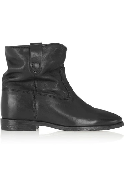 Isabel Marant 70mm Cluster Wedged Leather Boots In Black