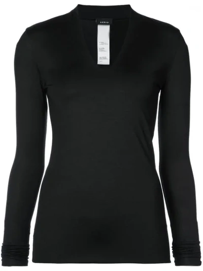 Akris Long Sleeve Silk Jersey Blouse In Black