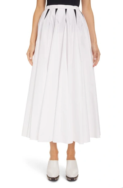 Alaïa Cutout Cotton Poplin Midi Skirt In 000 Blanc