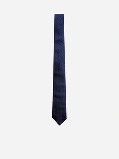 Tagliatore Geometric Motif Silk Tie In Blu