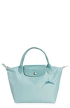 Longchamp Le Pliage Green Recycled Canvas Top Handle Bag In Lagoon