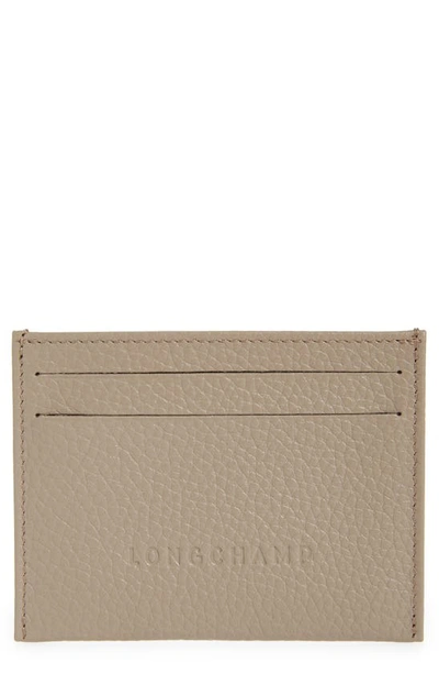 Longchamp Le Foulonné Leather Card Case In Turtle Dove