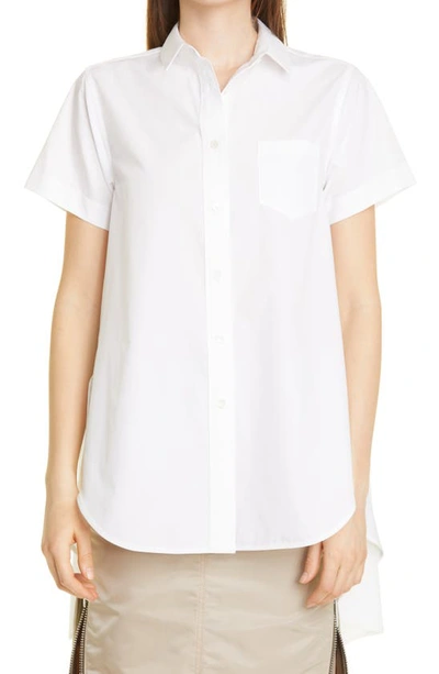 Sacai Extended Hem Poplin Shirt In White