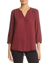 Nydj Pleat Back Blouse In Deep Currant