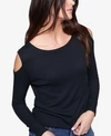 Sanctuary Bowery Cold Shoulder Thermal Tee In Black