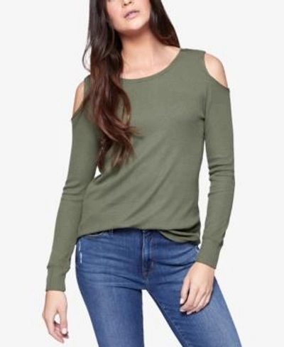 Sanctuary Bowery Cold Shoulder Thermal Tee In Fatigue