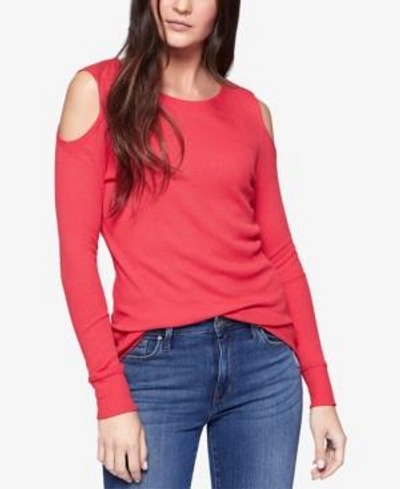 Sanctuary Bowery Cold Shoulder Thermal Tee In Paris Rose