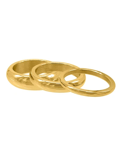 Adornia Matte 14k Yellow Gold Plated Mixed Stackable Rings Set In Nocolor