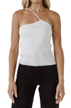 Grey Lab One Shoulder Strap Knit Tank Top In White