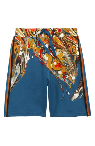 Dolce & Gabbana Kids' Marble Print Shorts In Blue