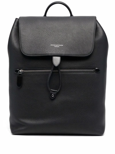 Aspinal Of London Reporter Grained-effect Backpack In Black