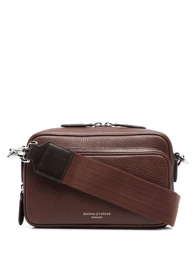 Aspinal Of London Reporter East West Leather Shoulder Bag In Brown