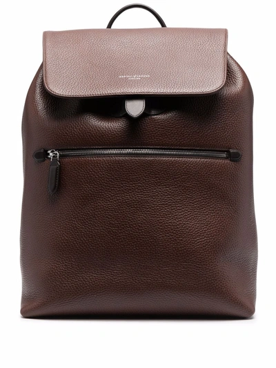 Aspinal Of London Reporter Grained-effect Backpack In Brown