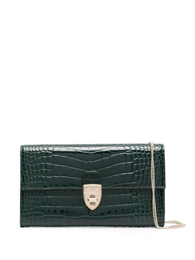 Aspinal Of London Mayfair Leather Clutch Bag In Green