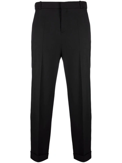 Balmain Wool Cropped Straight-leg Suit Trousers In Black