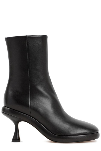 Wandler Marine 75 Black Leather Ankle Boot