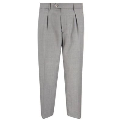 Etro Fresh Wool Tailored Trousers In Grey