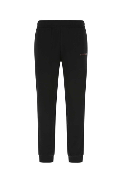 Burberry Logo-print Stretch Cotton Track Trousers In Black