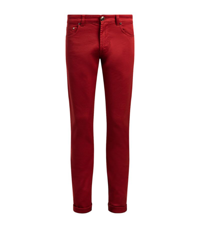 Isaia Slim Stretch Jeans In Red